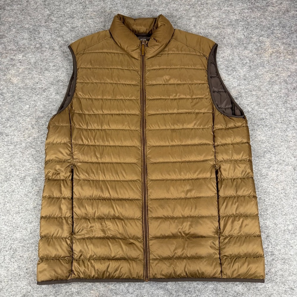 UNIQLO Ultra Light Down Puffer Vest Full Zip Pockets Brown Mens Large L